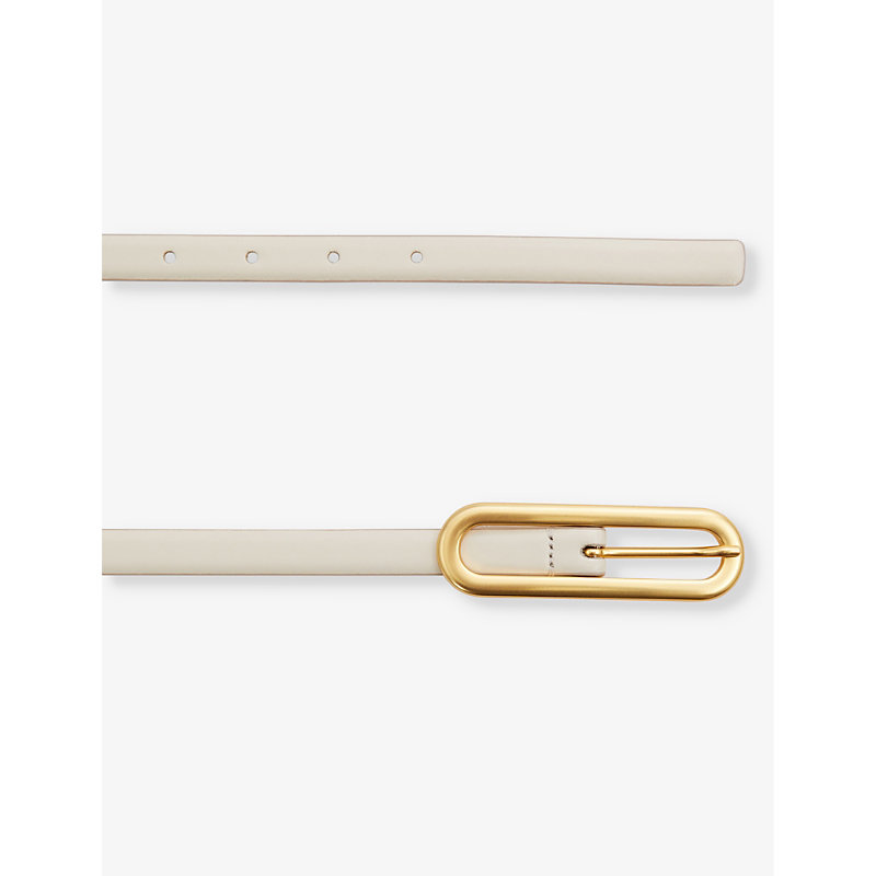Womens Off White Chaya Elongated-buckle Leather Belt