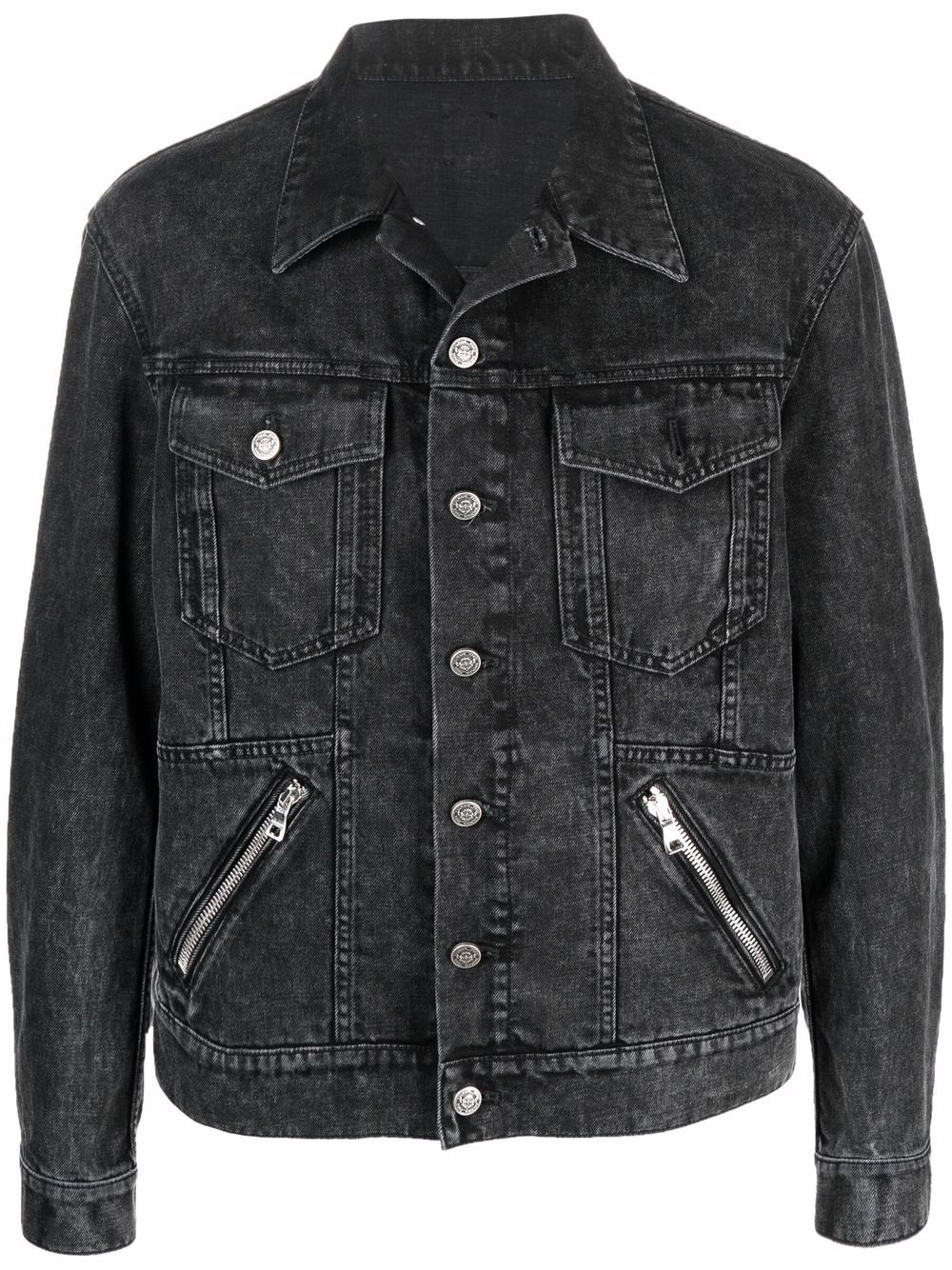 Zip-detail denim jacket - Black