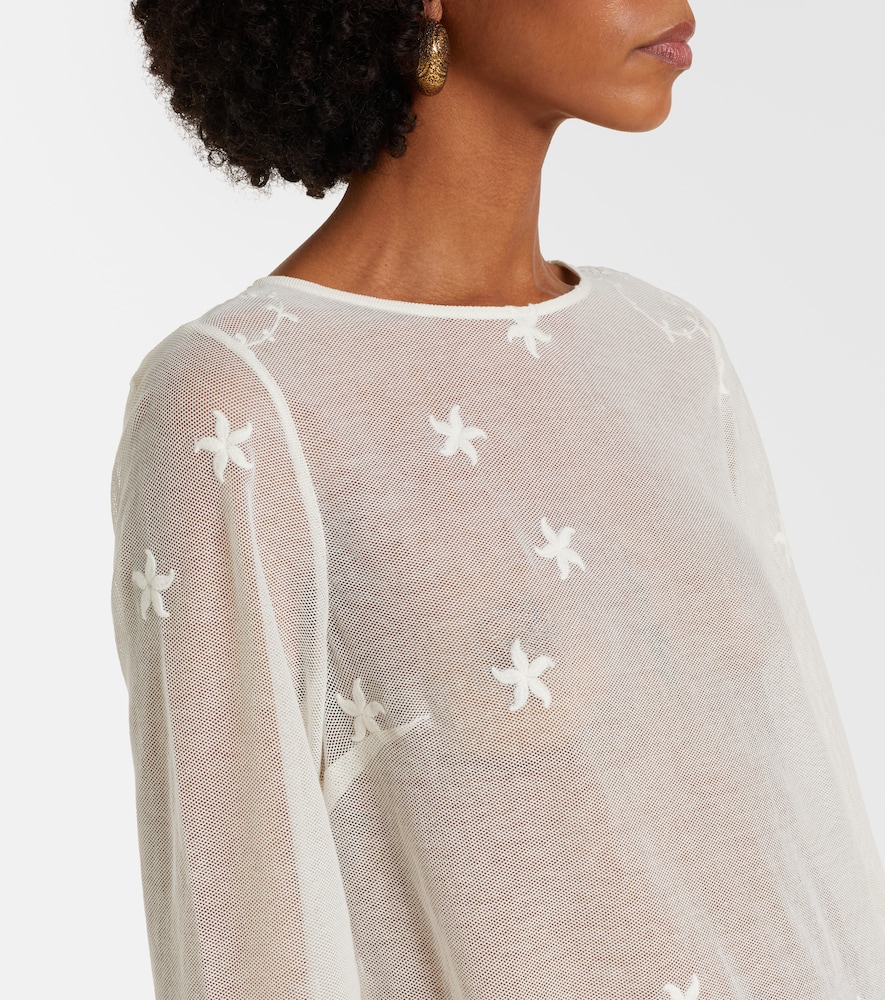 Cove embroidered sheer cotton tulle kaftan