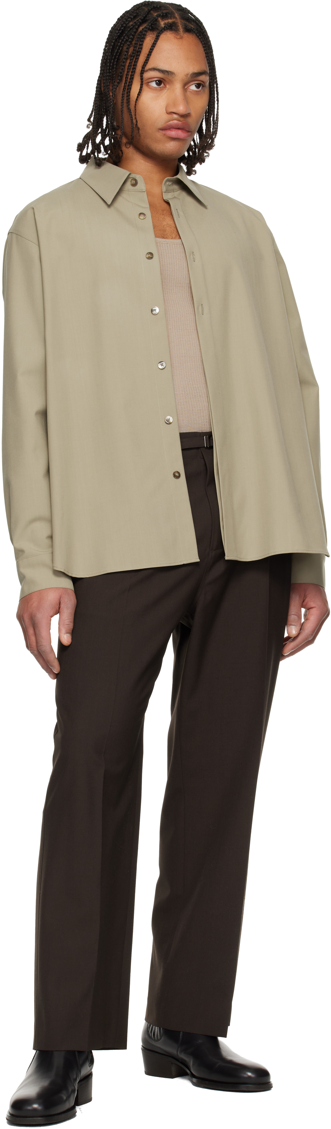 Beige Classic Wool-Blend Shirt