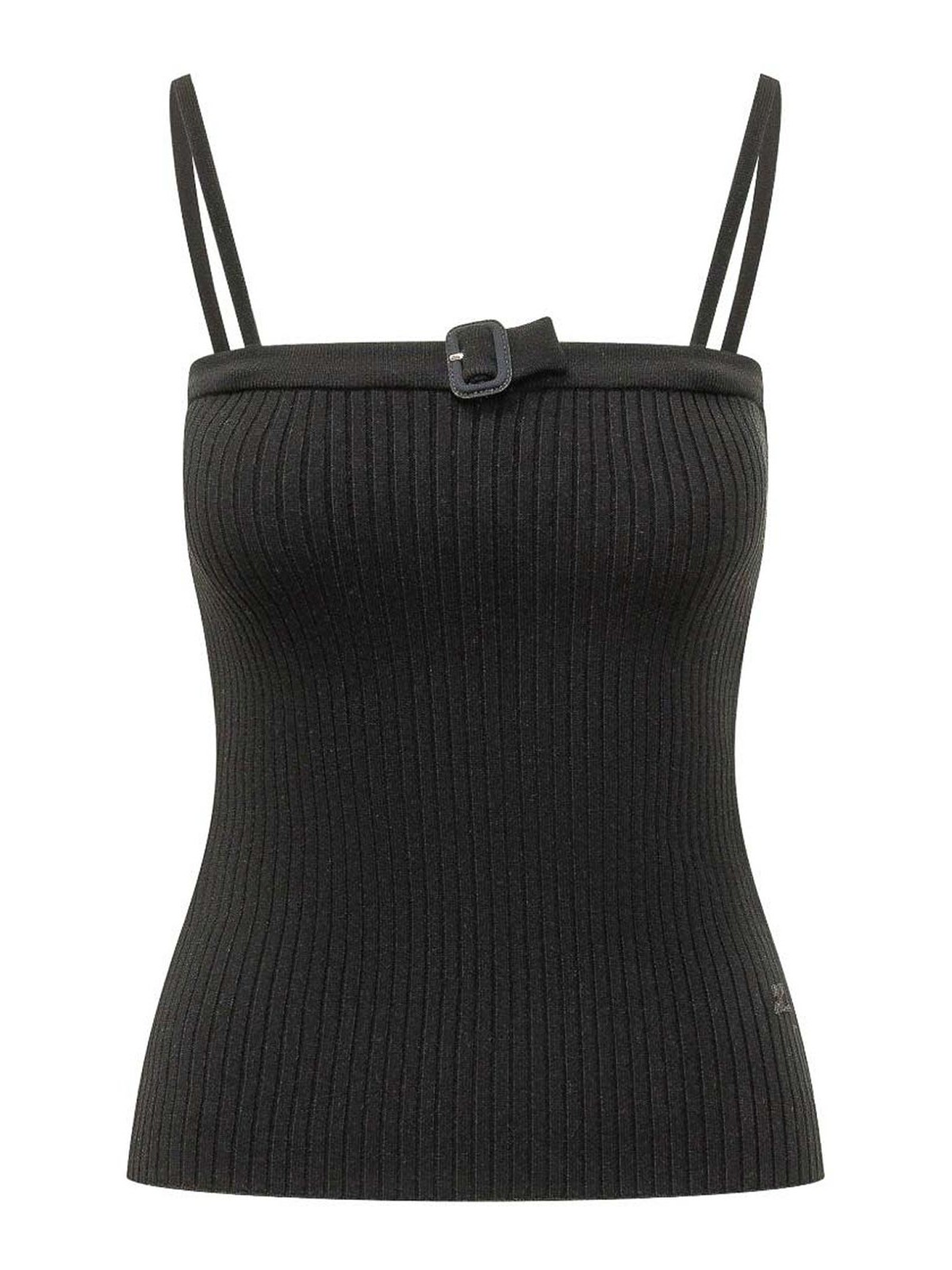 Courrèges - sleeveless top rib knit buckle strap