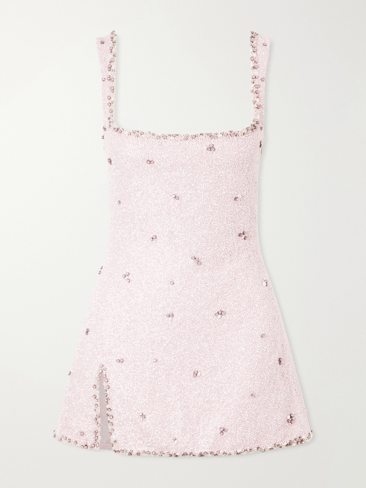 Athena Embellished Stretch-mesh Mini Dress - Pink