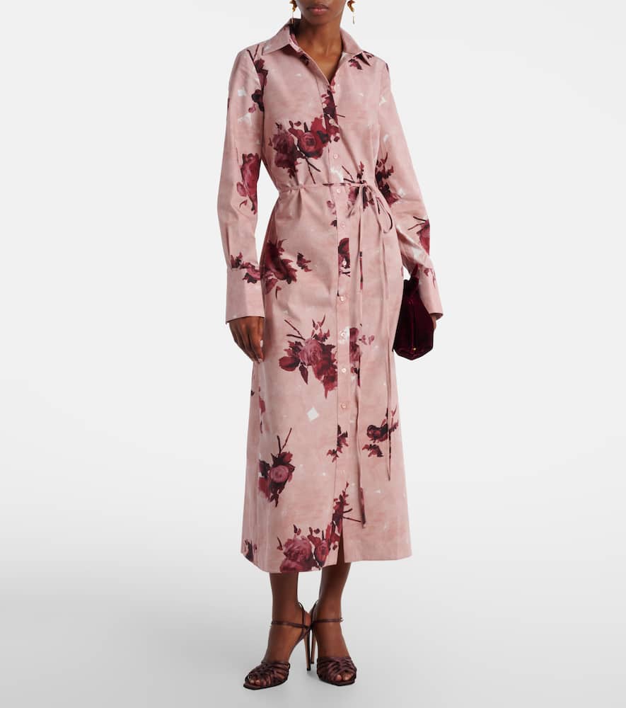 Floral cotton poplin shirt dress