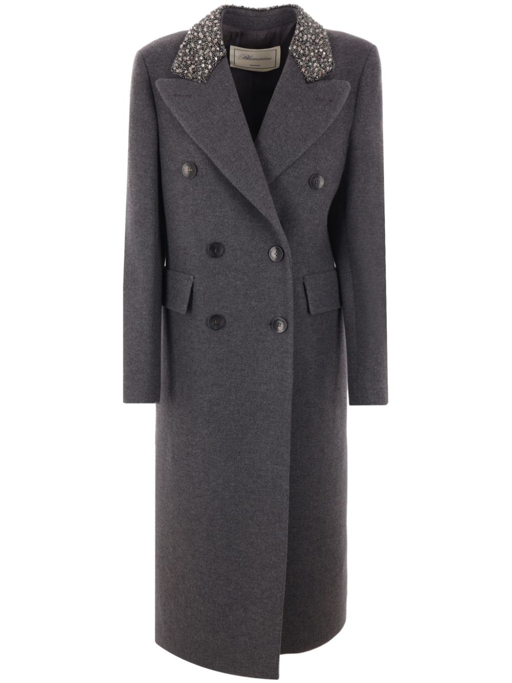 Embroidered double-breasted coat - Grey