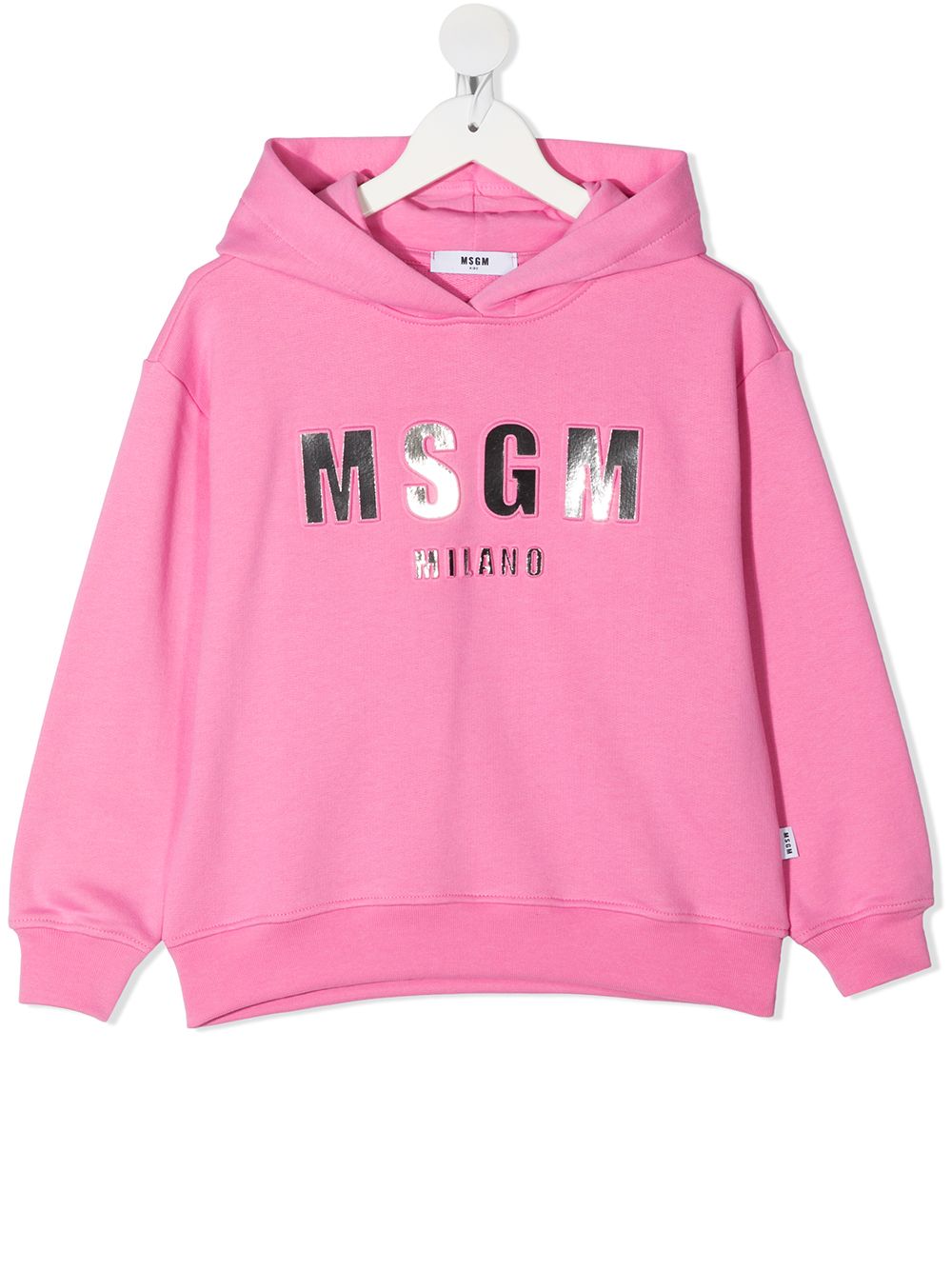Foil logo-print hoodie - Pink