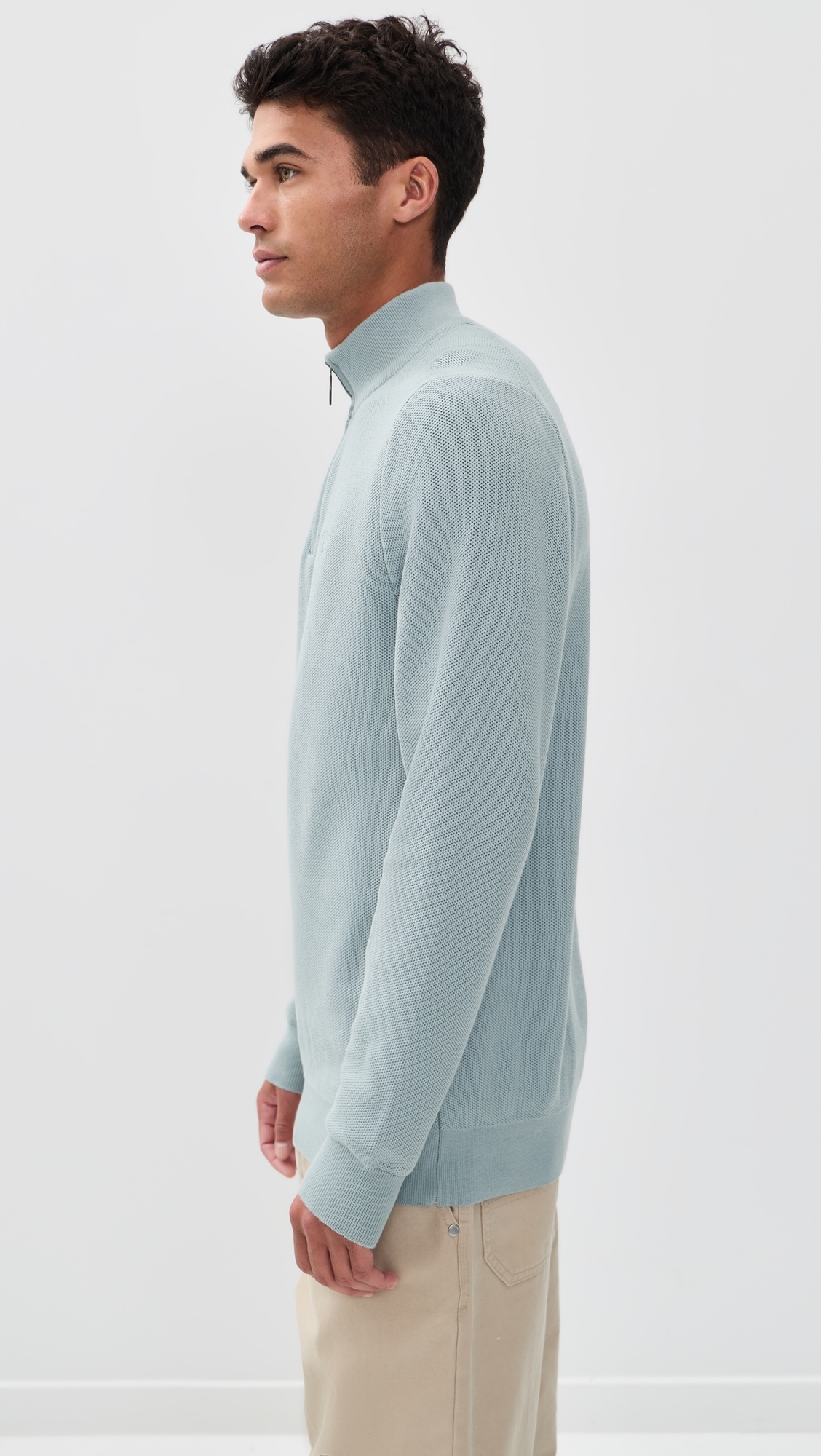 Essential Honeycomb Half Zip Sweater Slate
