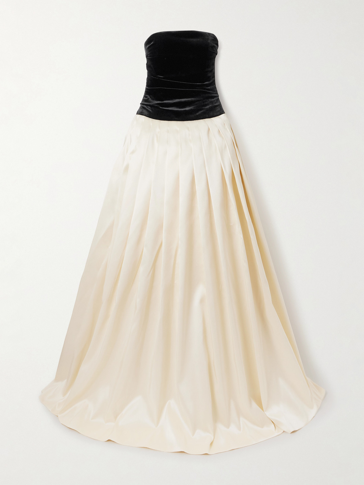 Vanilla Velvet And Pleated Mikado Gown - Black