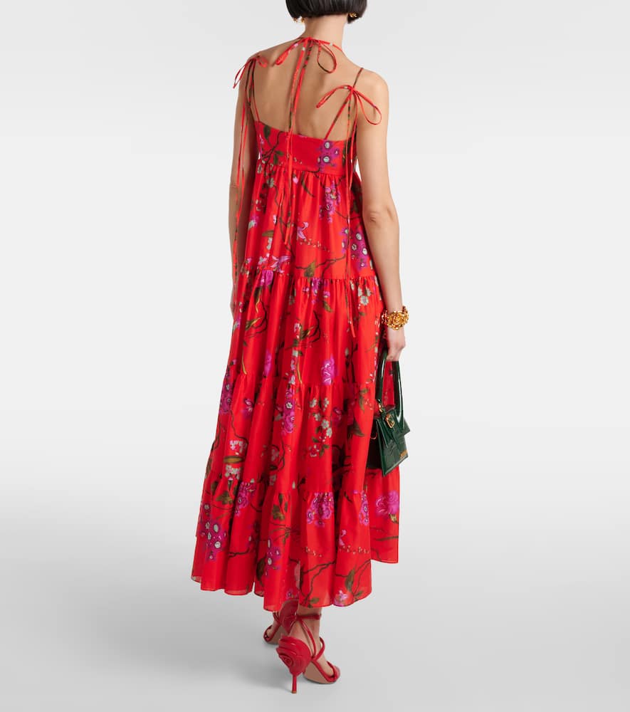 Floral cotton-blend midi dress