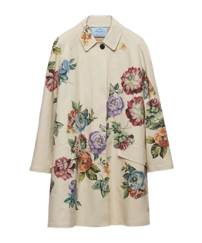 Printed cotton single-breasted coat
