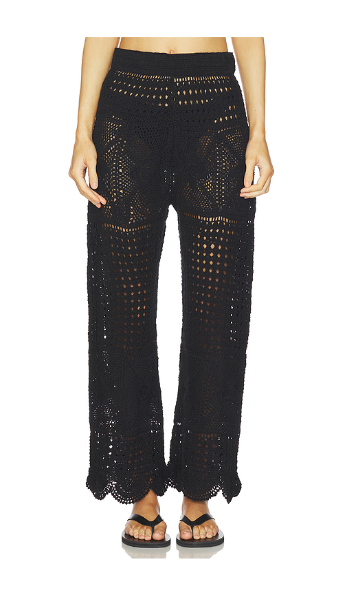 Agua Bendita Wesley Quilt Flared Pants in Black. - S also in