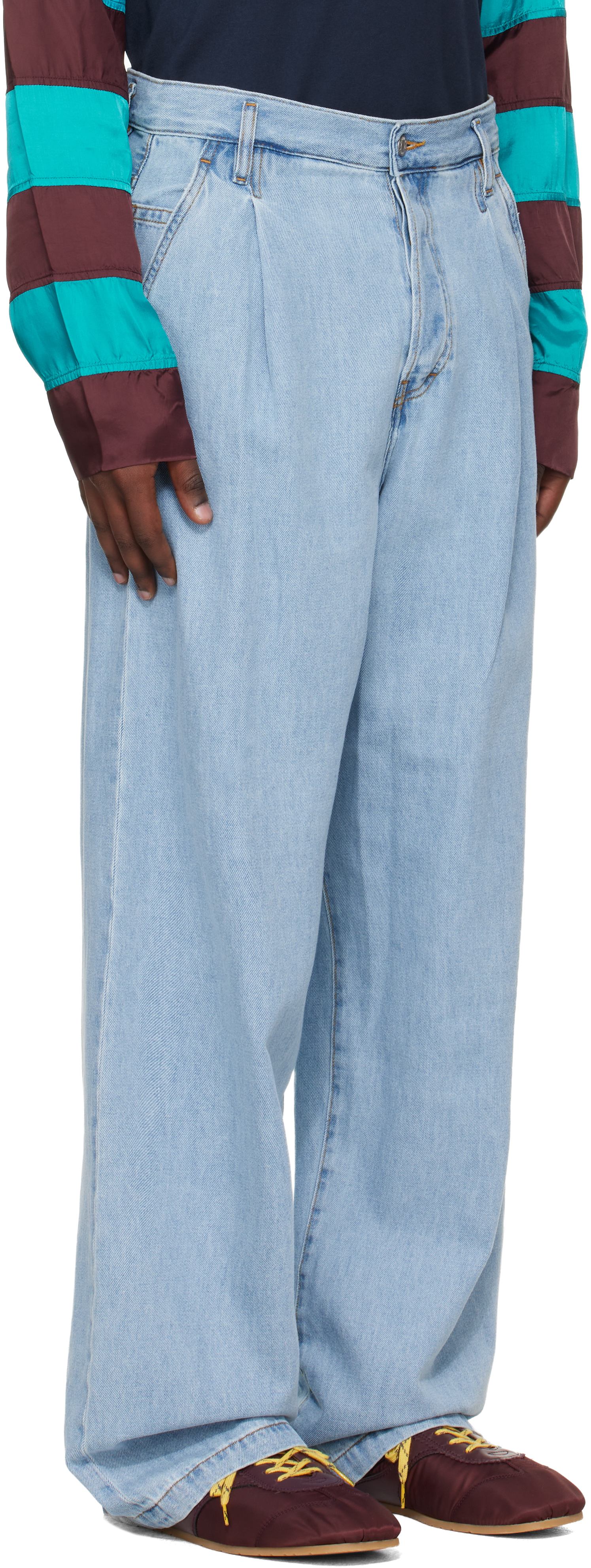 Blue Pleated Jeans