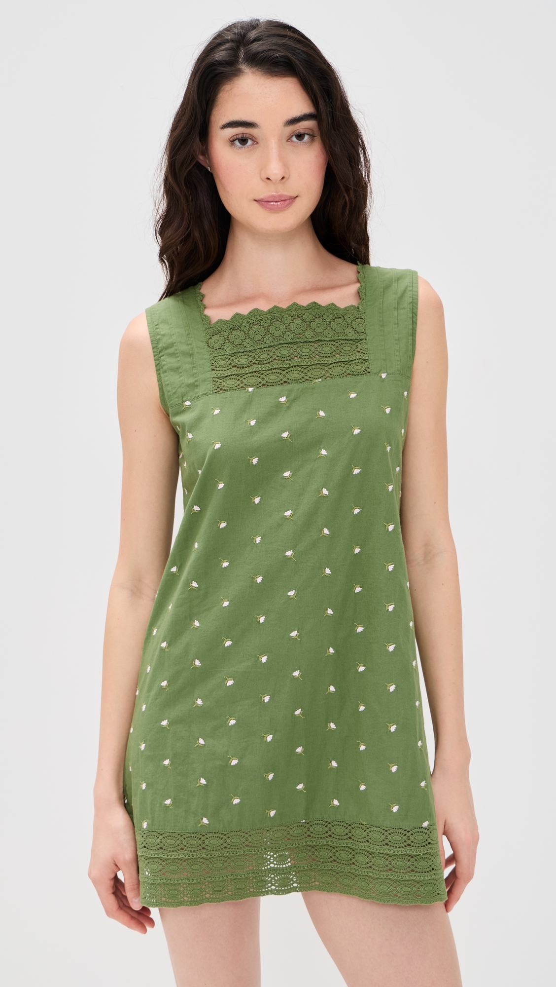 Daisy Dress Solid Green w/ Pink Floral