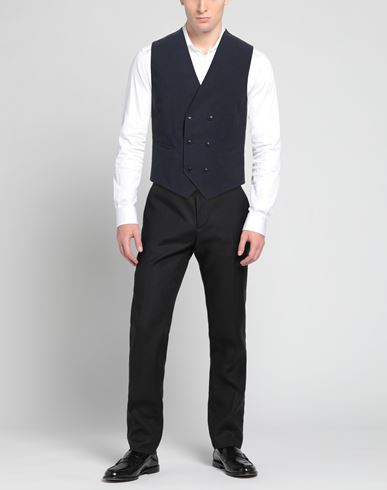 Man Tailored Vest Midnight blue Size 36 Tencel, Linen
