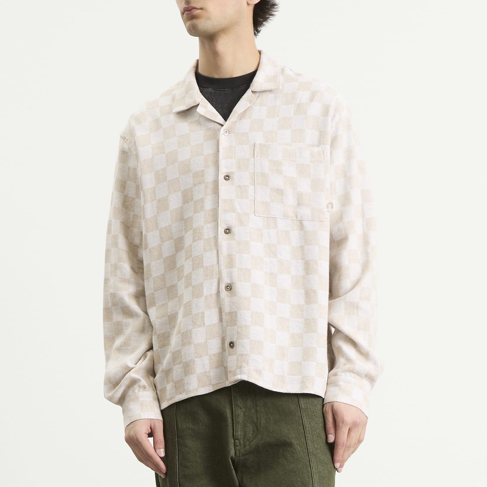 Men's Trellis Revere Shirt Ecru Check
