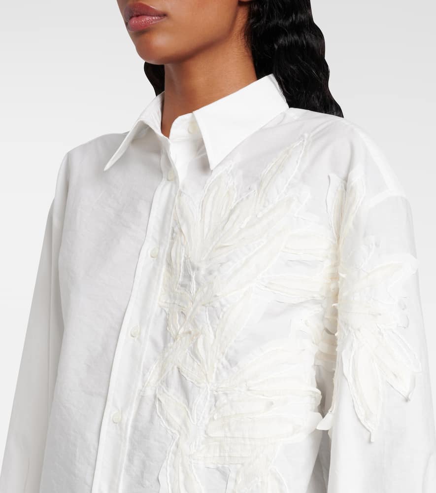 Embroidered cotton-blend poplin shirt