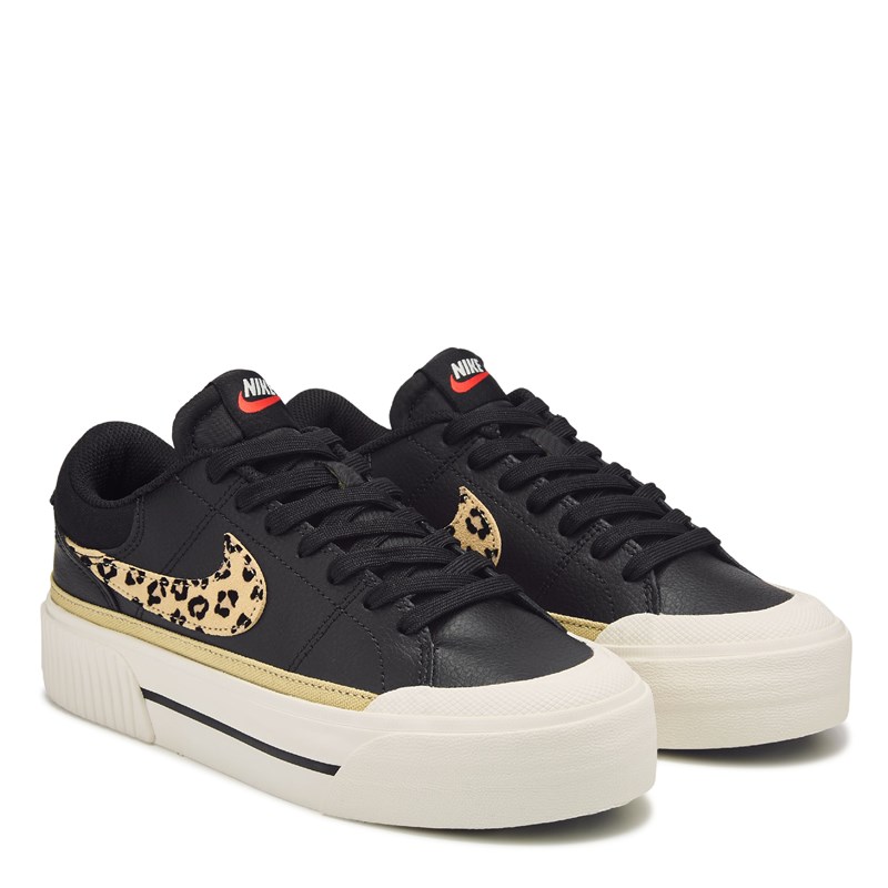 Women's Court Legacy Lift Platform Sneakers (Black/Leopard Print)