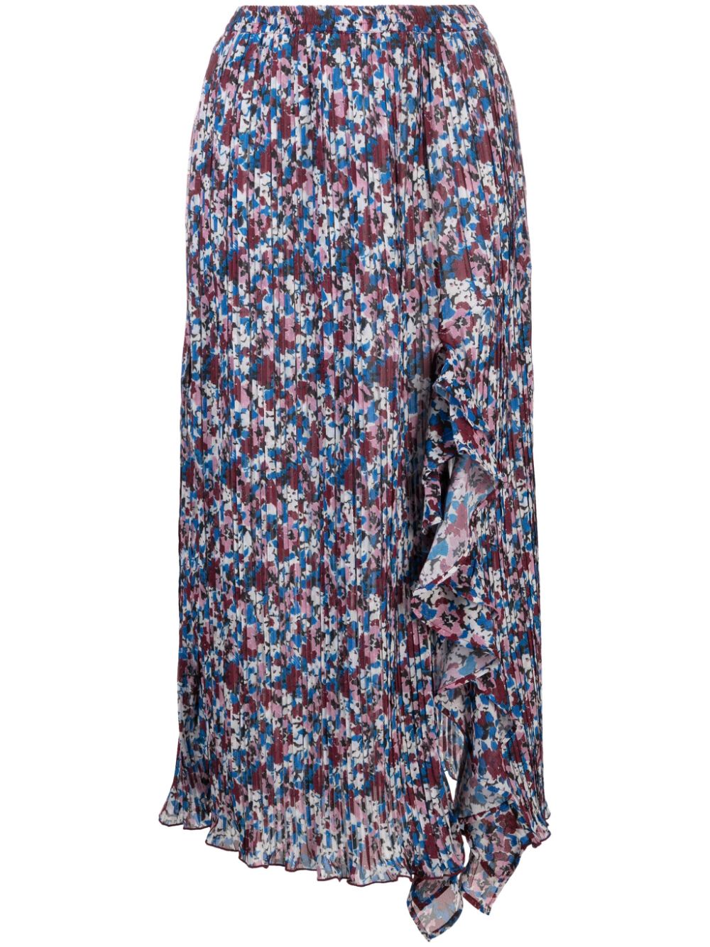 Floral-print pleated midi skirt - Blue