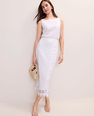 Ann Taylor Wrap Midi Skirt in Linen Blend