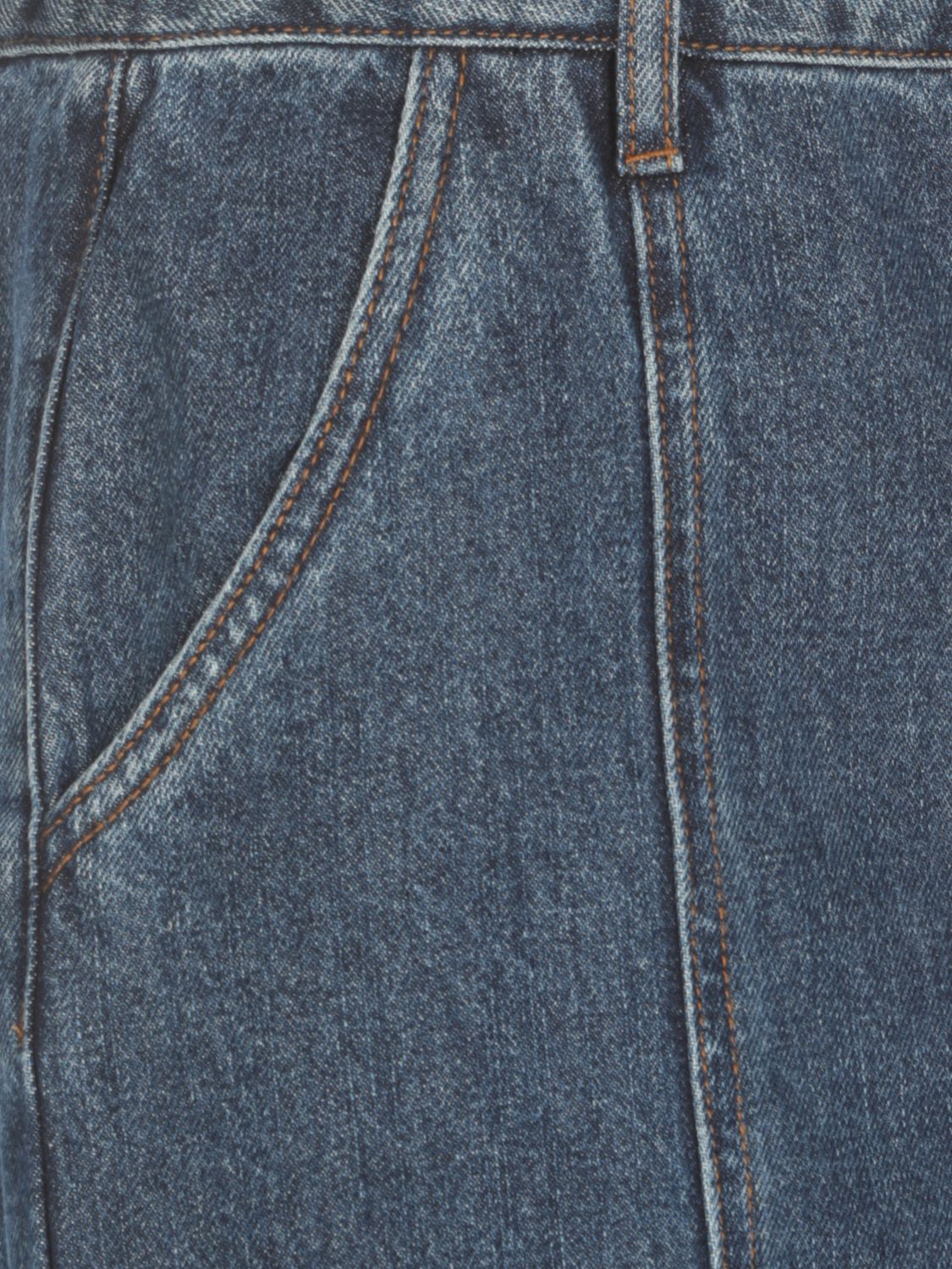 Flared denim midi skirt - Blue