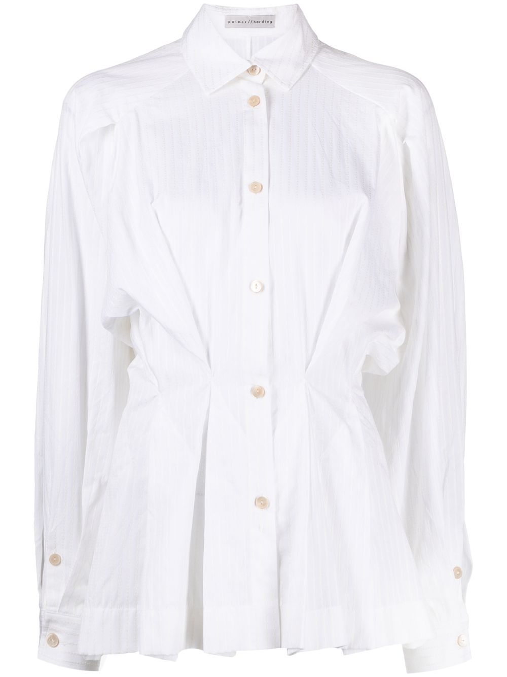 Gathered-waist cotton shirt - White