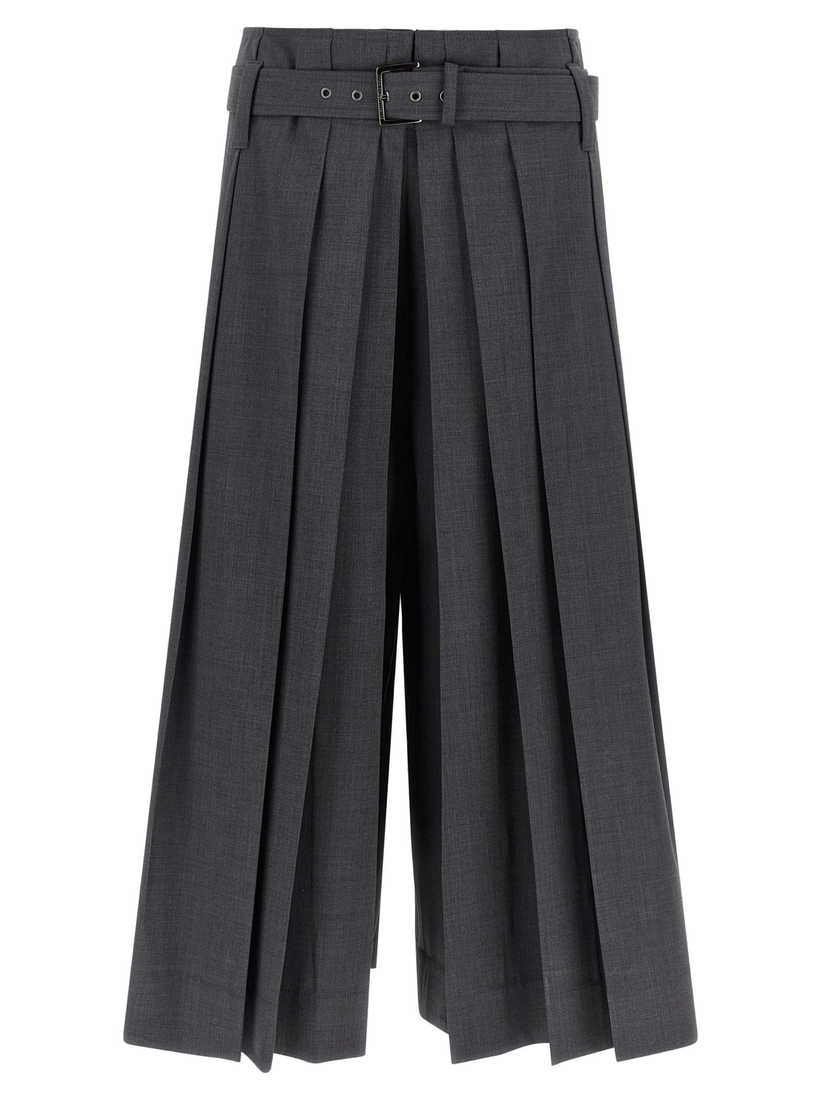 Pleated Virgin Wool Bermuda Short — Gray