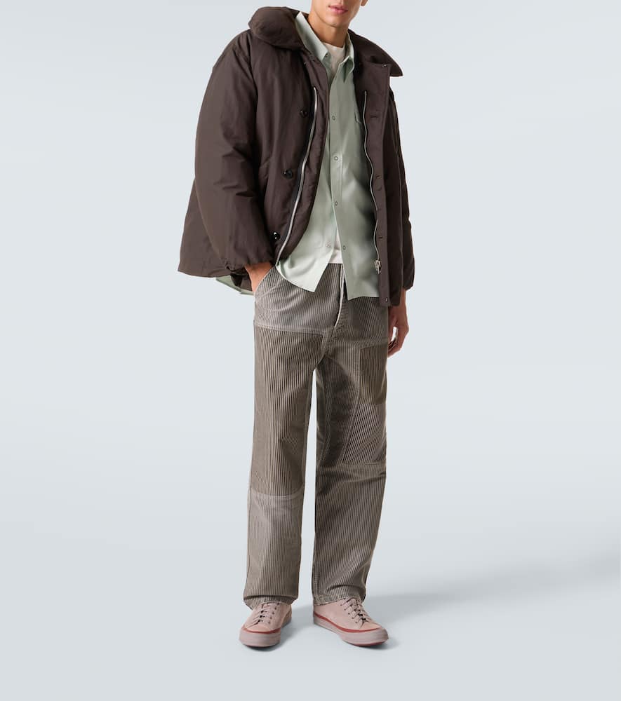 Pastoral striped cotton wide-leg pants
