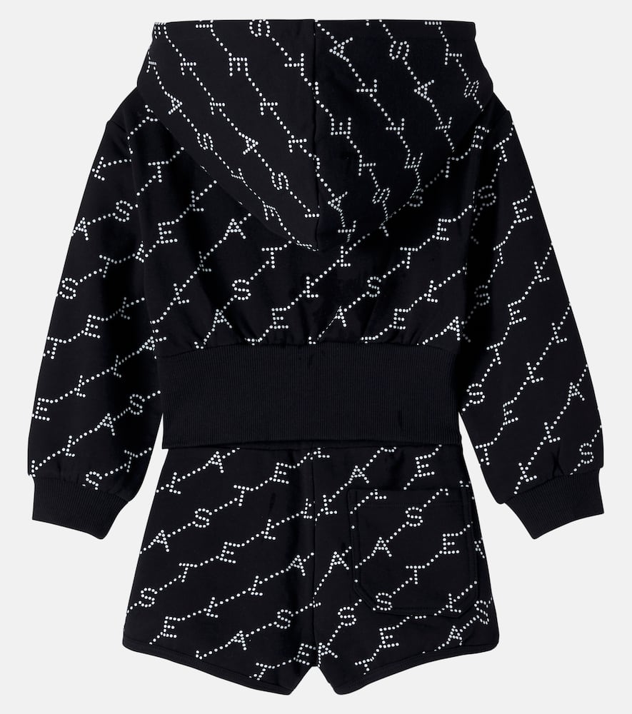 Logo cotton fleece hoodie and shorts set