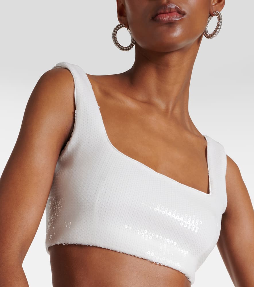 Bridal Beating Heart sequined crop top