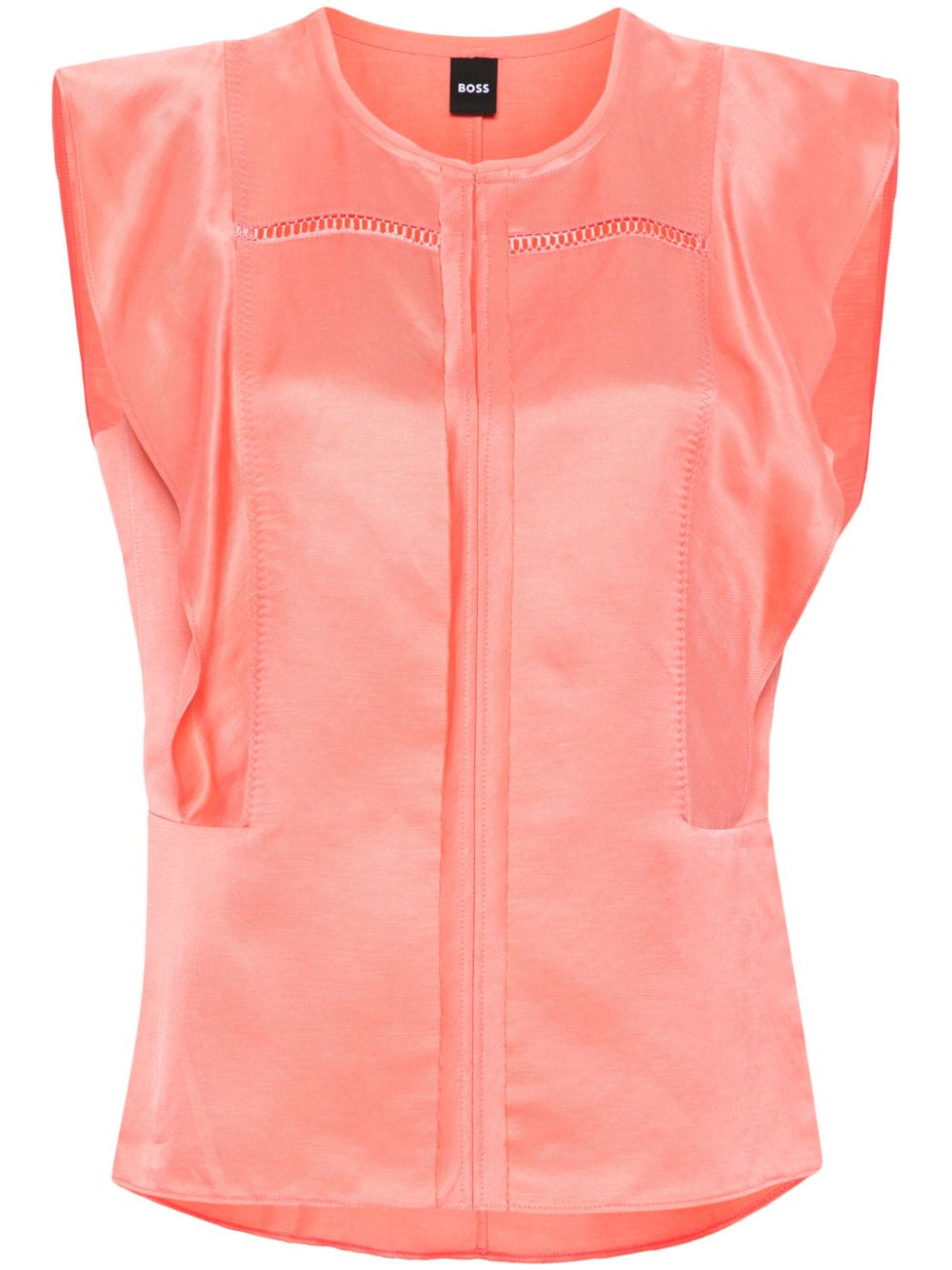 Ruffle-trim twill blouse - Orange