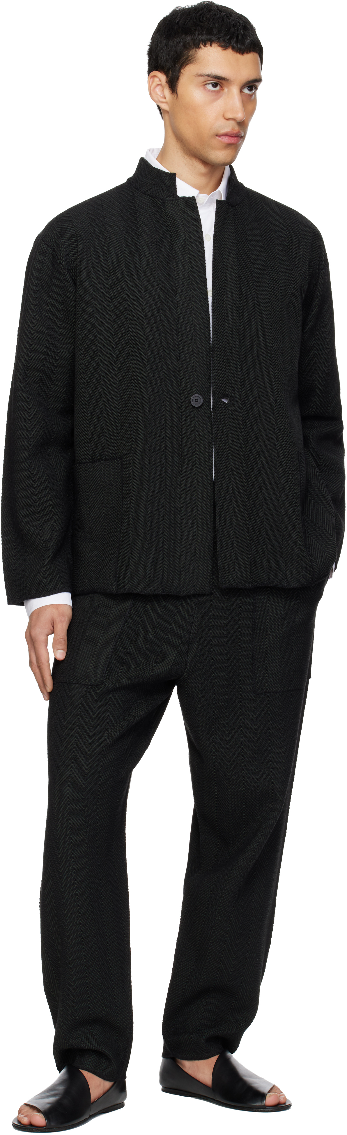 Black Inlaid Knit Jacket