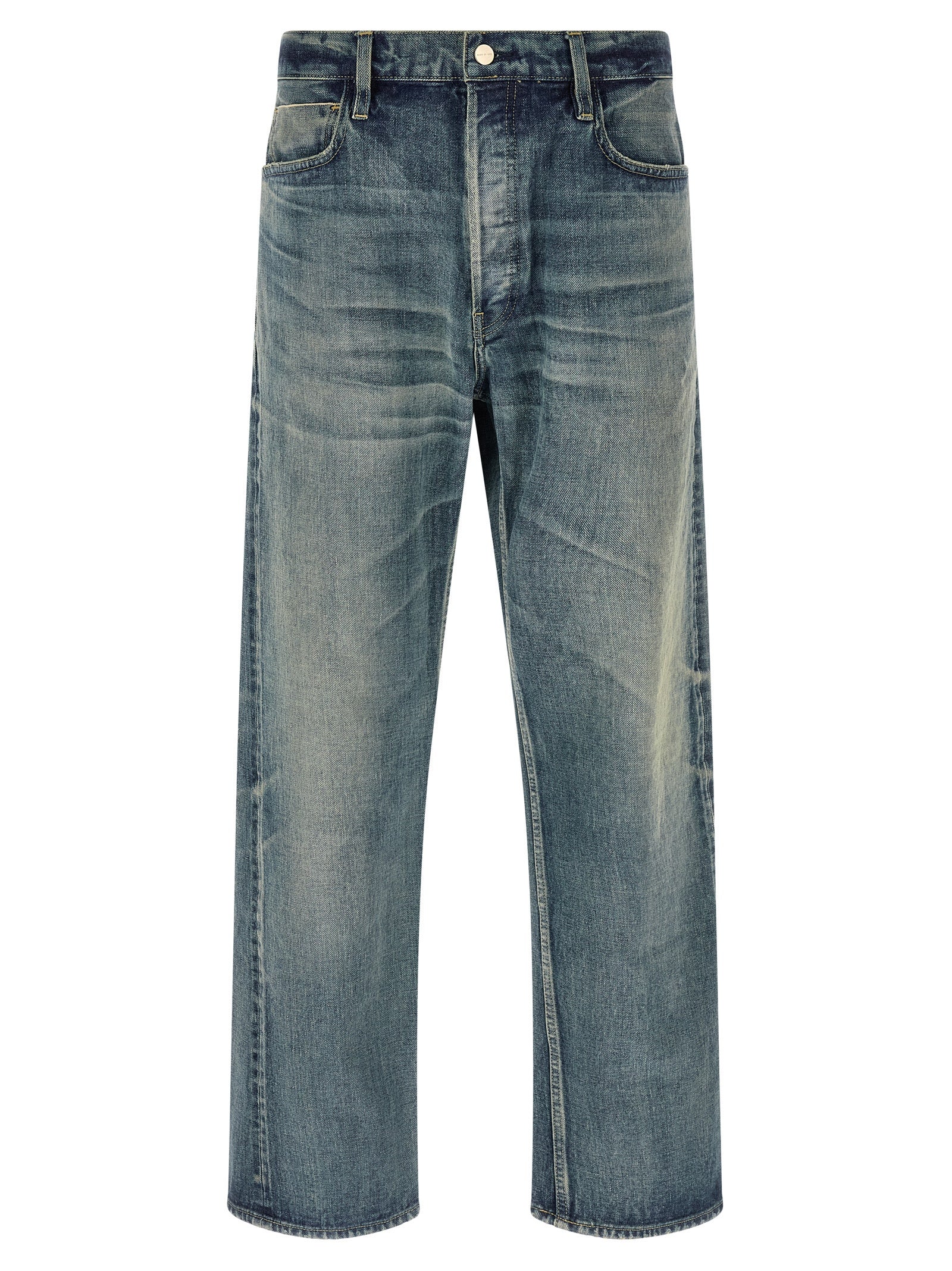 Stone-Washed Cotton Jeans — Blue