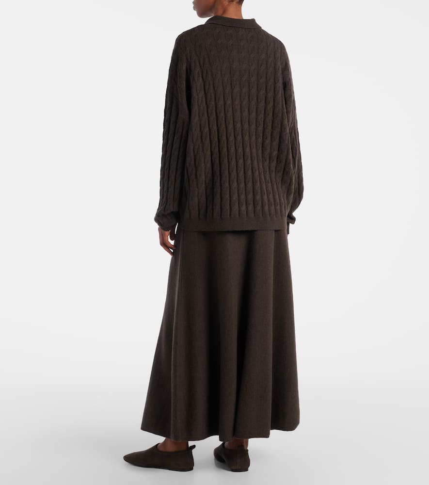 Cable-knit cashmere polo sweater
