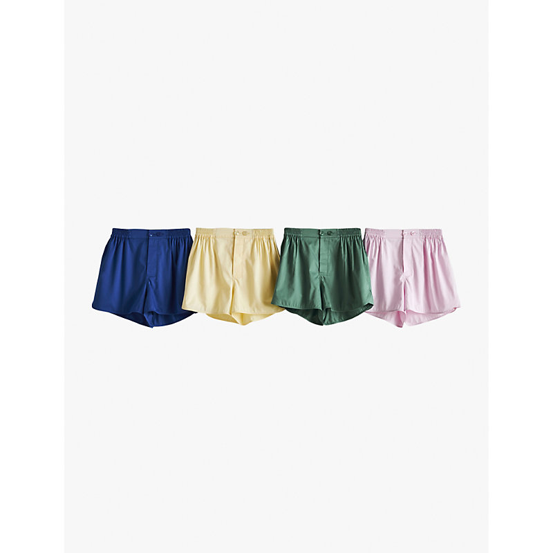 Womens Outline Contrast-Trim Cotton Pyjama Shorts