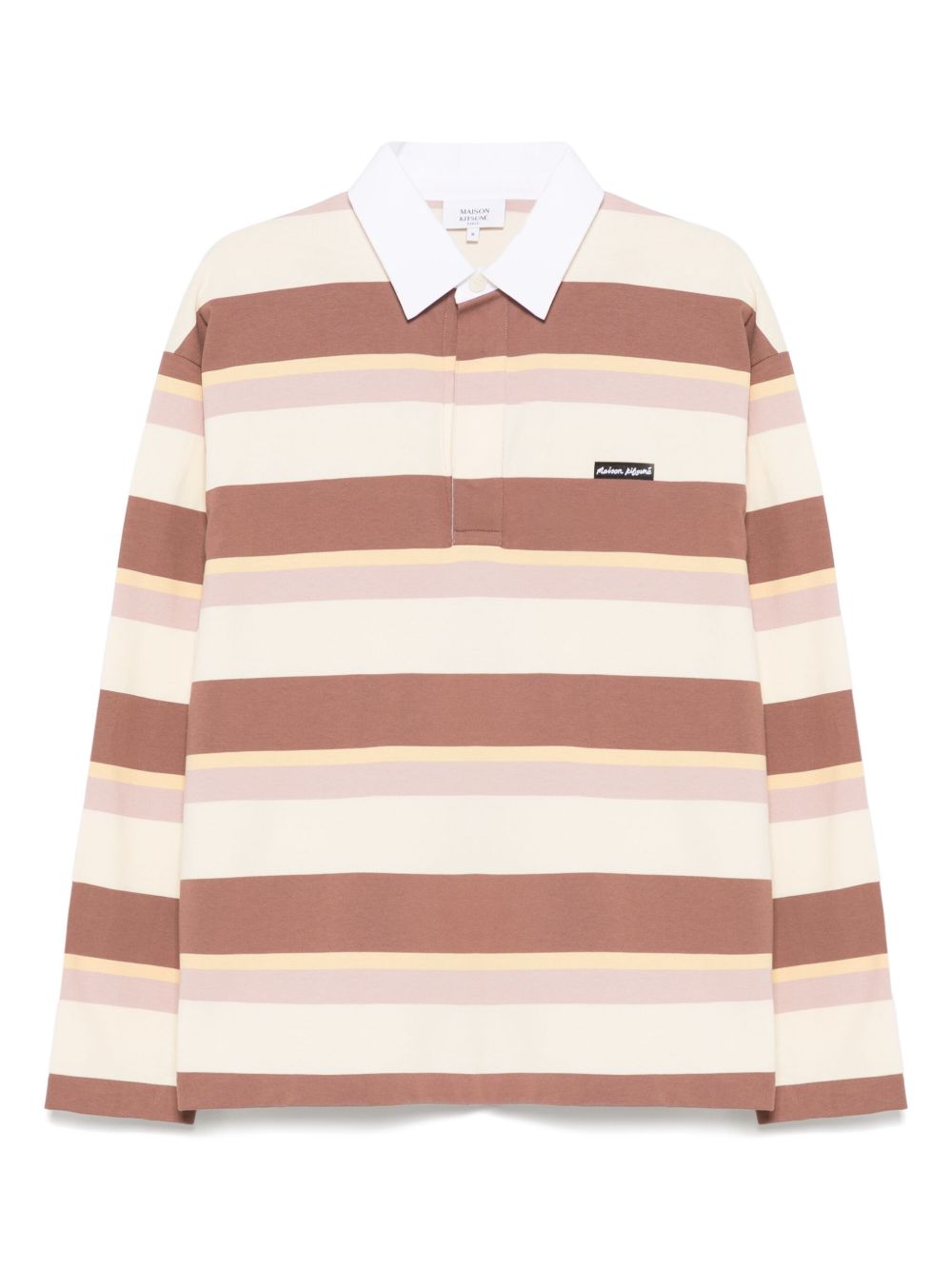 Maison Kitsuné striped long-sleeve polo shirt - Brown