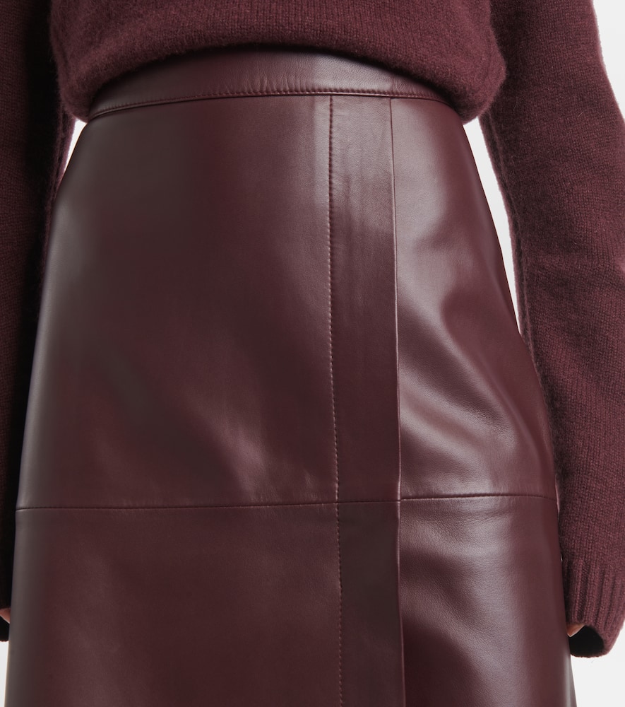 Leather midi skirt