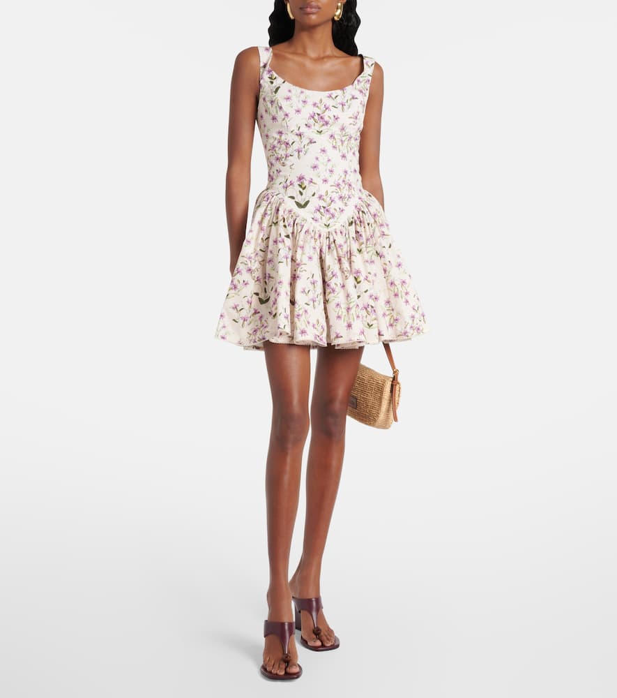 Pluma floral cotton minidress