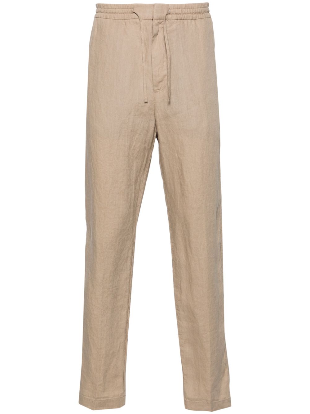 Mid-rise tapered linen trousers - Neutrals