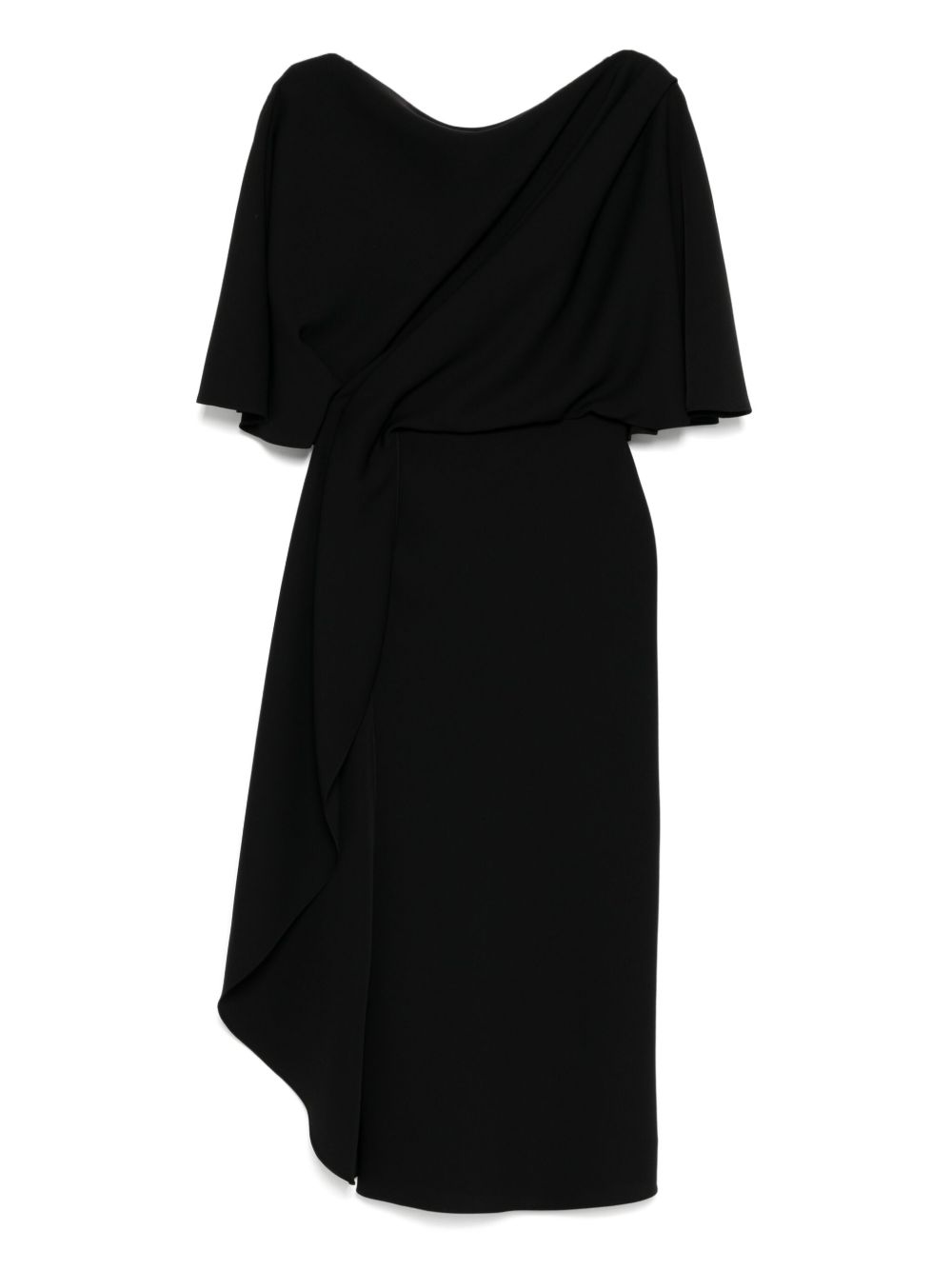 Amsale crepe draped bodice dress - Black