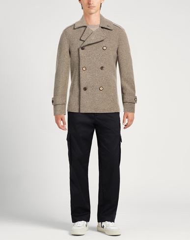 Man Coat Taupe Size 38 Polyester, Acrylic, Virgin Wool, Elastane