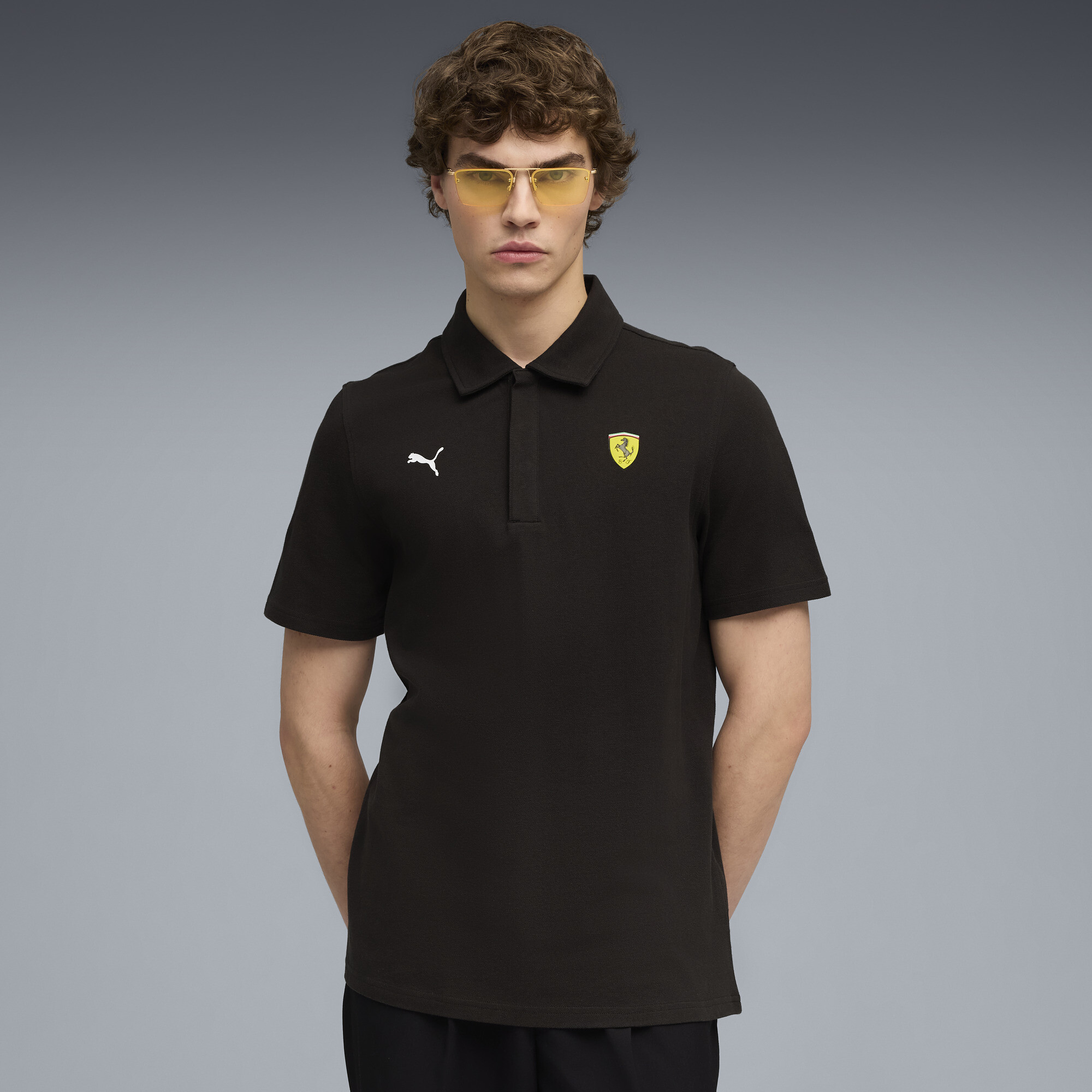PUMA Scuderia Ferrari Men's Motorsport Polo Shirt in Black