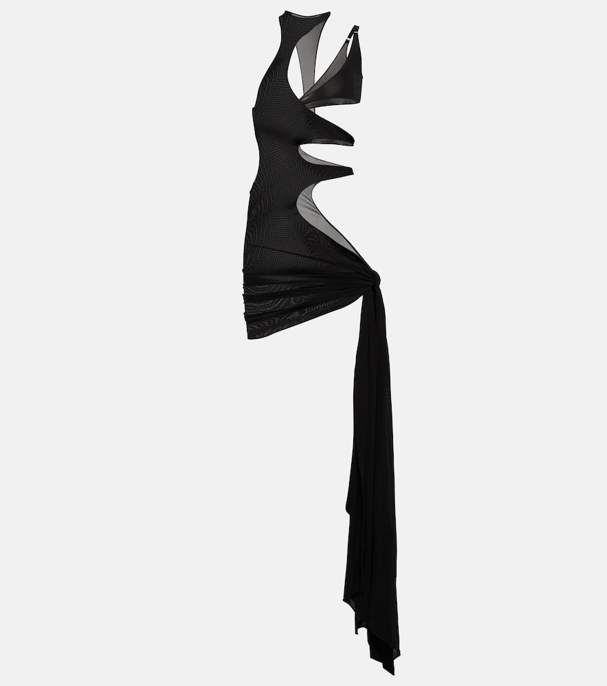 Asymmetric cutout crêpe beach dress