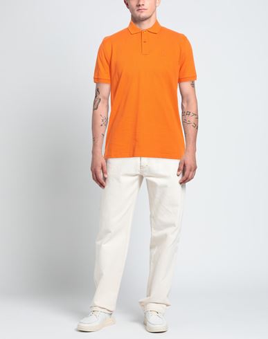 Man Polo shirt Orange Size M Cotton