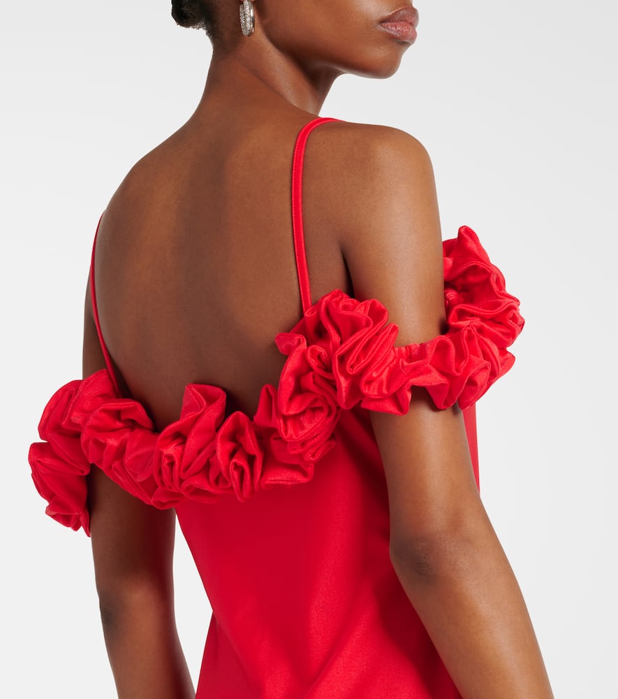Floral-appliqué jersey gown