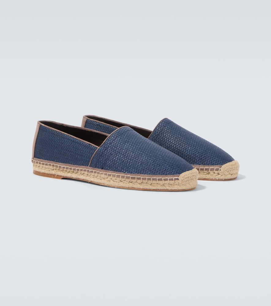 Suede-trimmed canvas espadrilles