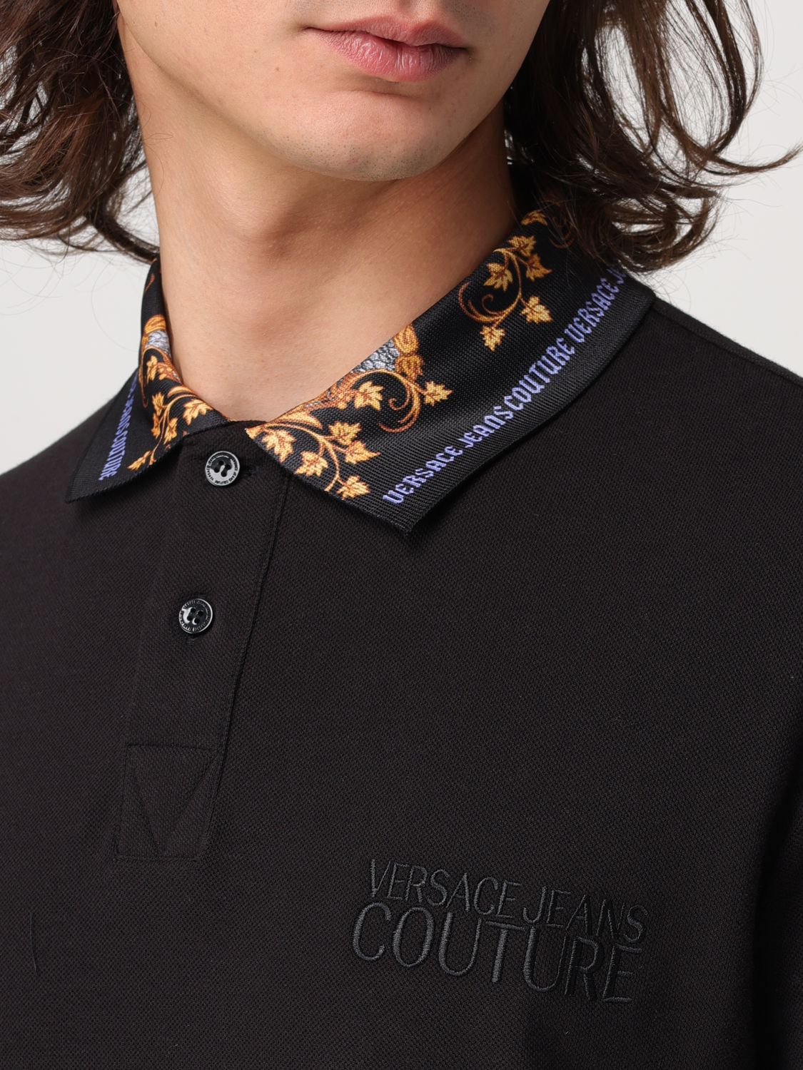 Logo-embroidered cotton polo shirt - Black