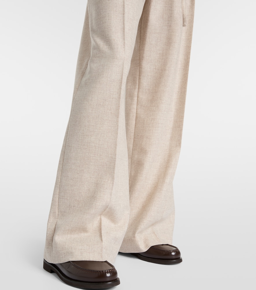 Belted wool and cashmere wide-leg pants