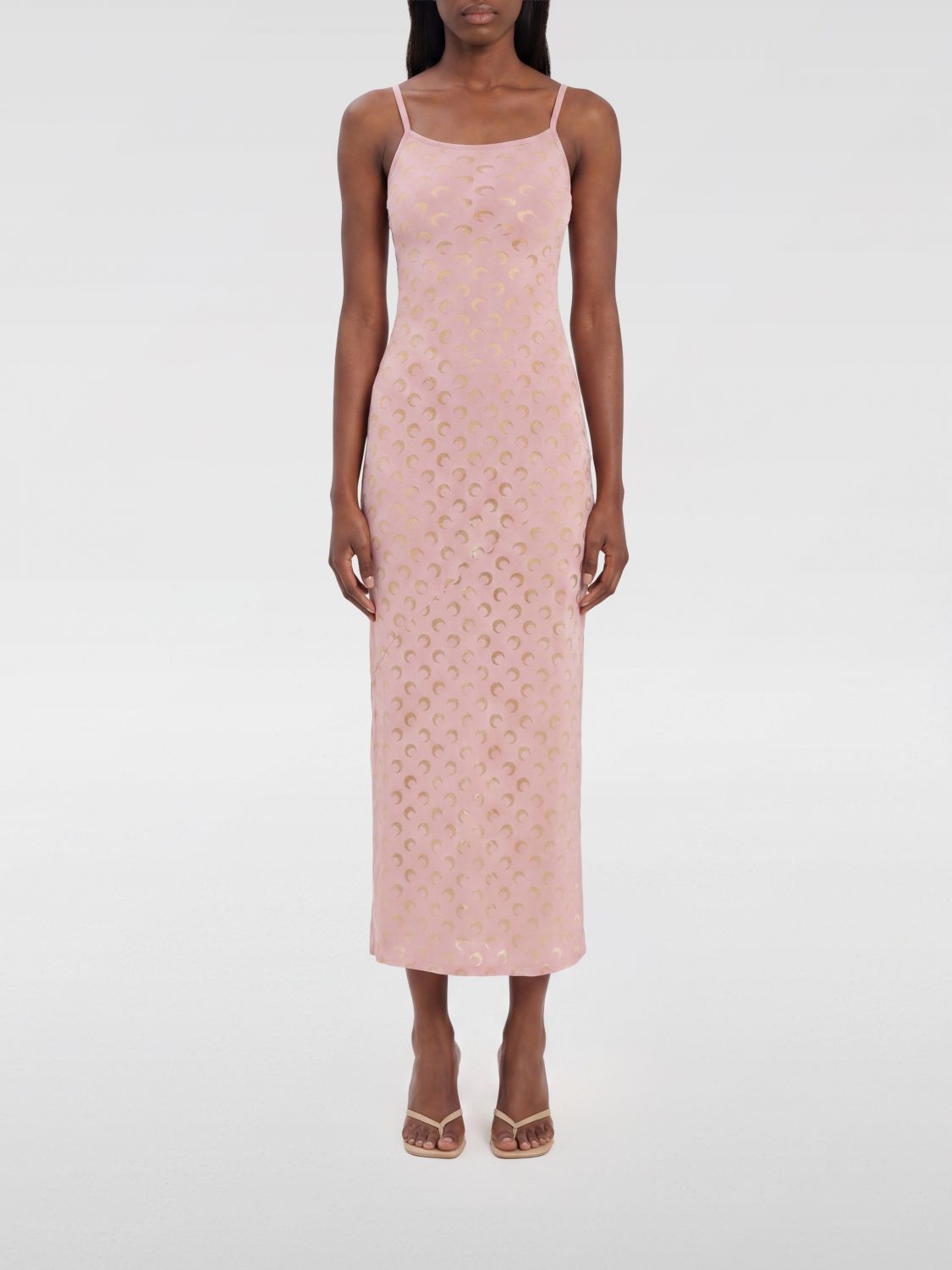 Moon Devore Fine Straps Long Dress Light Pink