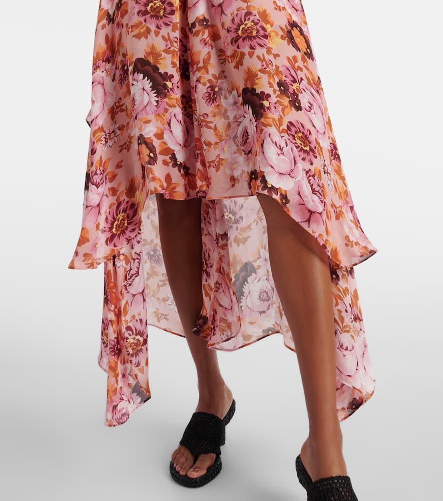 Chloé Draped floral silk midi skirt