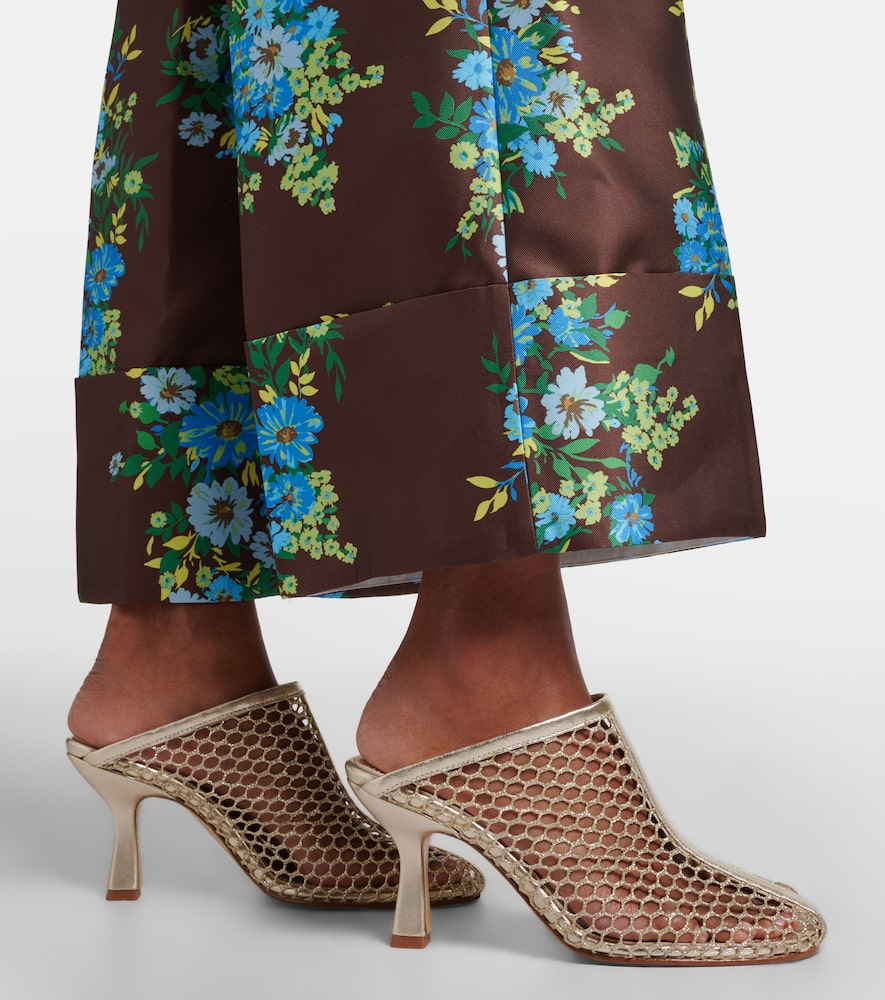 Giulia leather-trimmed fishnet mules