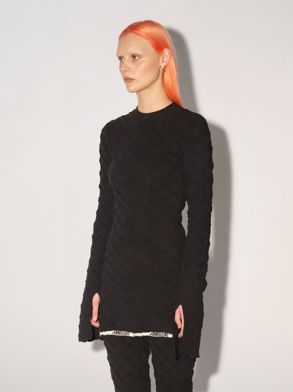 Textured logo-hem knit jumper